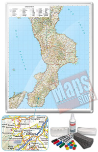 Carta Murale Magnetica della Calabria cartografia dettagliatissima aggiornata
