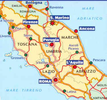 Mappa Stradale N 563 Italia Centrale Con Toscana Umbria Lazio Marche Abruzzo Rep San Marino