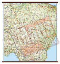 Basilicata carta murale plastificata con eleganti aste legno cartografia