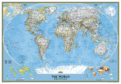 Carta del Mondo Planisfero Politico Plastificato Laminato cartografia molto