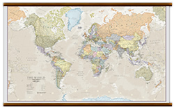 Carta del Mondo Planisfero stile vintage plastificato