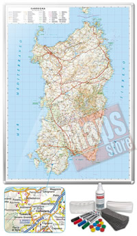 Carta Murale Magnetica della Sardegna cartografia dettagliatissima aggiornata