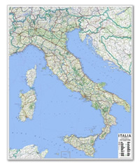 Italia carta murale con cartografia molto dettagliata aggiornata plastificata