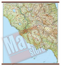 Lazio carta murale plastificata con eleganti aste legno cartografia