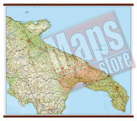 Puglia carta murale plastificata con eleganti aste legno cartografia