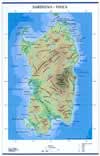 Sardegna carta murale Fisica Politica plastificata con aste