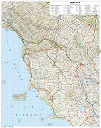 Toscana carta murale con cartografia dettagliata aggiornata plastificata