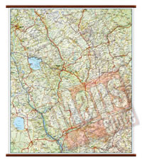 Umbria carta murale plastificata con eleganti aste legno cartografia