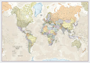 Planisfero moderno elegante adatto per arredamento plastificato cartografia