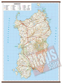 Sardegna carta murale con cartografia dettagliata aggiornata plastificata con