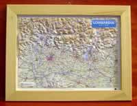 Lombardia carta rilievo con cartografia fisica politica con