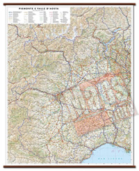 Piemonte Valle Aosta carta murale con cartografia dettagliata