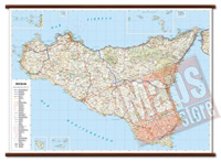 Sicilia carta murale con cartografia dettagliata aggiornata plastificata con