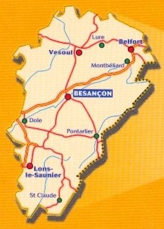immagine di mappa stradale mappa stradale n. 520 - Franca Contea - con Besançon, Belfort, Lons-le-Saunier