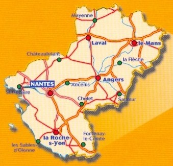 immagine di mappa stradale mappa stradale n. 517 - Paesi della Loira - con Nantes, Laval, Le Mans, Angers, la Roches-Yon