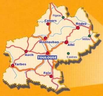 immagine di mappa stradale regionale mappa stradale regionale n.525 - Midi-Pirenei - con Tolosa (Toulouse), Montauban, Rodez, Foix, Tarbes, Cahors, Albi, Castres, Millau