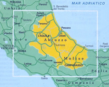 immagine di mappa stradale regionale mappa stradale regionale Abruzzo e Molise - mappa stradale - con distanze stradali, percorsi panoramici - nuova edizione