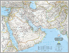 immagine di mappa murale mappa murale Afghanistan, Pakistan e Medio Oriente