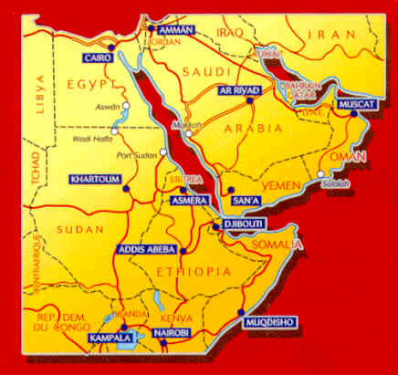 immagine di mappa stradale mappa stradale n.745 - Africa Nord Est e Arabia - con Egitto, Sudan, Etiopia, Somalia, Yemen, Oman, Arabia Saudita