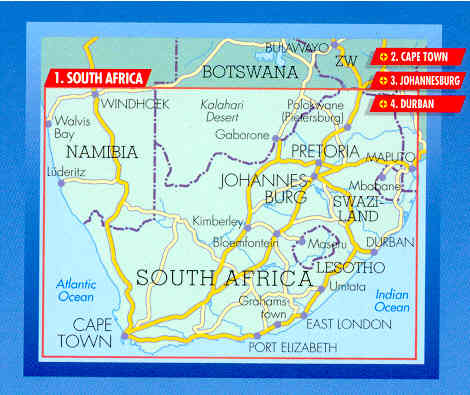 immagine di mappa stradale mappa stradale Sud Africa / South Africa / Sudafrika plastificata