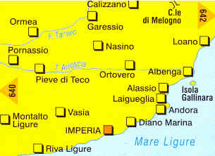 immagine di mappa topografica mappa topografica n.641 - Alassio, Imperia, Isola Gallinara, Laigueglia, Diano Marina, Riva Ligure, Montalto, Calizzano, Albenga, Loano