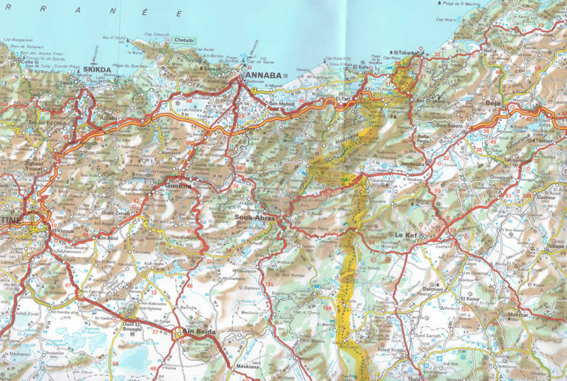 immagine di mappa stradale mappa stradale Algeria, Tunisia - mappa stradale Michelin n.743 - con Tunisi, Sousse, Le Kef, Tozeur, Isola di Jerba, Sfax, Bizerte, Constantine, Tlemcen, Oran - nuova edizione