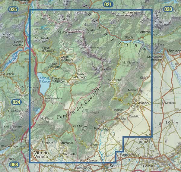 immagine di mappa topografica mappa topografica n.012 - Alpago, Cansiglio, Piancavallo, Valcellina - con reticolo UTM compatibile con GPS - impermeabile, antistrappo, plastic-free, eco-friendly - nuova edizione