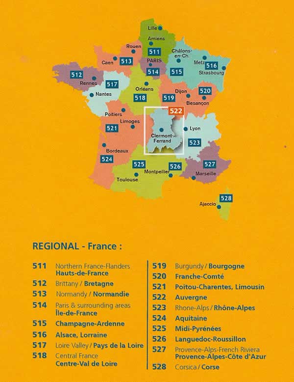 immagine di mappa stradale mappa stradale Alvernia, Limosino / Auvergne, Limousin - mappa stradale Michelin n.522 - con Limoges, Bellac, Rochechouart, Guéret, Aubusson, Ussel, Tulle, Brive-la-Gaillarde Aurillac, Mauriac, Saint-Flour, Issoire, Clermont-Ferrand, Riom, Thiers, Ambert, Brioude, Yssingeaux, Le Puy-en-Velay, Vichy, Moulins, Montluçon - mappa stradale con stazioni di servizio e autovelox - EDIZIONE Maggio 2023