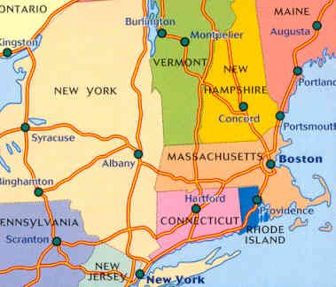 immagine di mappa stradale mappa stradale n.581 - America del Nord - New England, Hudson Valley, New York, Massachusetts, Vermont, Connecticut, Rhode Island