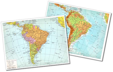 immagine di mappa scolastica mappa scolastica America meridionale - Fisica e Politica - mappa plastificata 29 x 37 cm