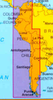 immagine di mappa stradale mappa stradale Sud America / South America - Le Ande / The Andes
