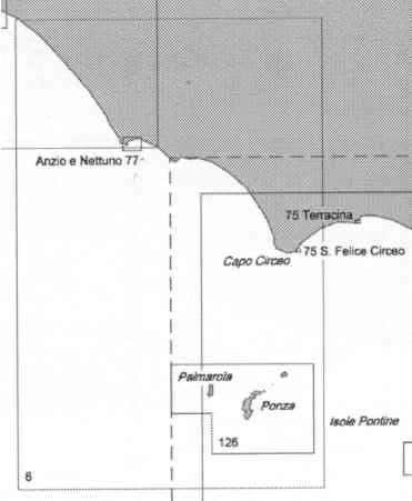 CARTA NAUTICA DIDATTICA 9D DA CAPO CIRCEO A ISCHIA E ISOLE PONTINE