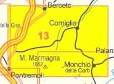 immagine di mappa topografica mappa topografica n.13 - Appennino Parmense e Alta Lunigiana - con Passo della Cisa e del Cirone, Berceto, Corniglio, Monchio delle Corti, Pontremoli