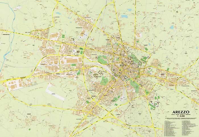 immagine di mappa di città mappa di città Arezzo - mappa aggiornata della città e dintorni - con indice delle strade - nuova edizione