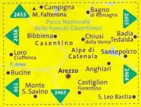 immagine di mappa topografica mappa topografica n.2459 - Arezzo, Casentino, Parco Nazionale Foreste Casentinesi, Monte Falterona, Cortona, Bibbiena, Monte S. Savino, Loro Ciuffenna, Chiusi della Verna, Anghiari, Castiglion Fiorentino, Sansepolcro - plastificata, compatibile con GPS