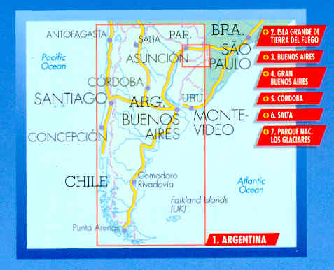 immagine di mappa stradale mappa stradale Argentina - Plastificata / Laminated