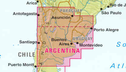 immagine di mappa stradale mappa stradale Argentina North / Nord Argentina e Uruguay