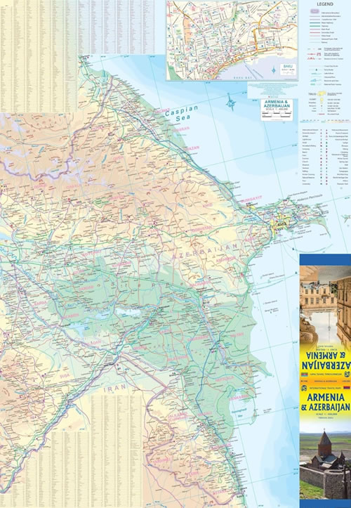 immagine di mappa stradale mappa stradale Armenia e Azerbaijan - con Yerevan e Baku - mappa stradale - edizione Dicembre 2025