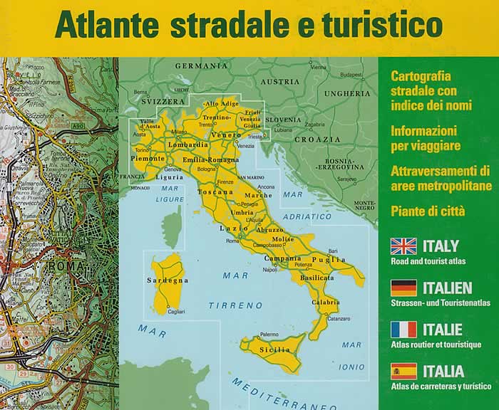 immagine di atlante stradale atlante stradale Atlante Stradale d'Italia - con informazioni per viaggiare, 18 aree metropolitane in dettaglio, 113 piante di città e ZTL, norme per la circolazione, luoghi di interesse turistico, rete autostradale, aeroporti, traghetti, ferrovie, indice e distanze stradali - EDIZIONE 2024