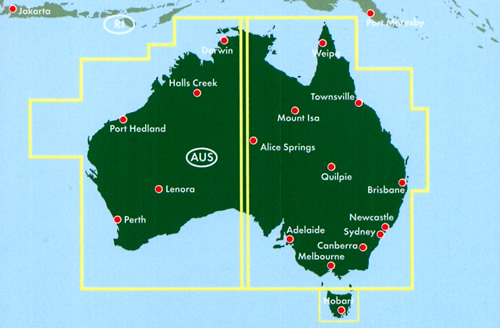 immagine di mappa stradale mappa stradale Australia - Canberra, Sydney, Melbourne, Brisbane, Perth, Adelaide, Darwin, Hobart, Newcastle, Wollongong, Geelong - cartografia con una ricca simbologia stradale facile da consultare + parchi, riserve naturali e luoghi panoramici - nuova edizione