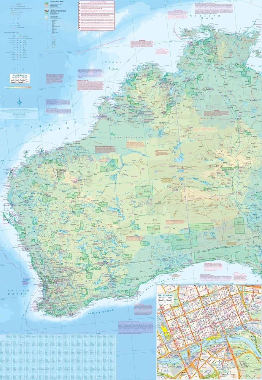 immagine di mappa stradale mappa stradale Australia - mappa impermeabile e antistrappo - con mappe del centro di Sydney e Melbourne - edizione Dicembre 2025