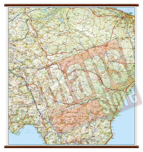immagine di mappa murale mappa murale Basilicata - mappa murale plastificata con eleganti aste in legno - cartografia dettagliata ed aggiornata - 72 x 63 cm
