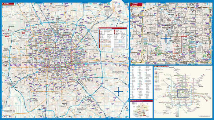 immagine di mappa di città mappa di città Beijing - con Fragrant Hills Park, Badaling, Central Beijing, Chengde - mappa della città plastificata, impermeabile, scrivibile e anti-strappo - dettagliata e facile da leggere, con trasporti pubblici, attrazioni e luoghi di interesse - edizione 2016