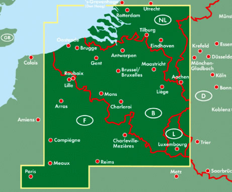 immagine di mappa stradale mappa stradale Belgio - mappa stradale con mappe del centro città di Bruxelles e Lussemburgo