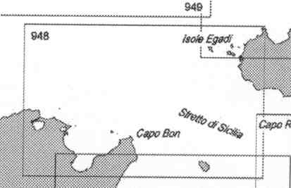 immagine di carta nautica carta nautica 948 - Da Bizerte a Ras El Melah Trapani e Pantelleria