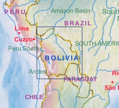 immagine di mappa stradale mappa stradale Bolivia - con La Paz, Santa Cruz, Potosi - nuova edizione