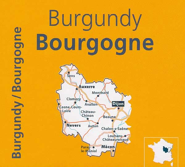 immagine di mappa stradale regionale mappa stradale regionale Borgogna / Bourgogne / Burgundy - con Dijon / Digione, Côte-d'Or, Beaune, Montbard, Chalon-sur-Saône, Louhans, Mâcon, Charolles, Autun, Château-Chinon, Nevers, Cosne-Cours-sur-Loire, Clamecy, Avallon, Auxerre, Sens - mappa stradale Michelin n. 519 - con stazioni di servizio e autovelox