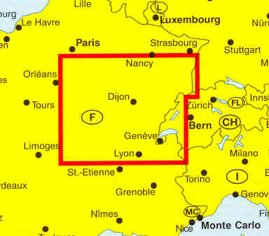 immagine di mappa stradale mappa stradale Borgogna, Jura, Franca Contea