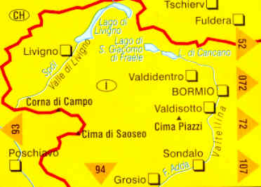 immagine di mappa topografica mappa topografica n.96 - Bormio, Livigno, Corna di Campo