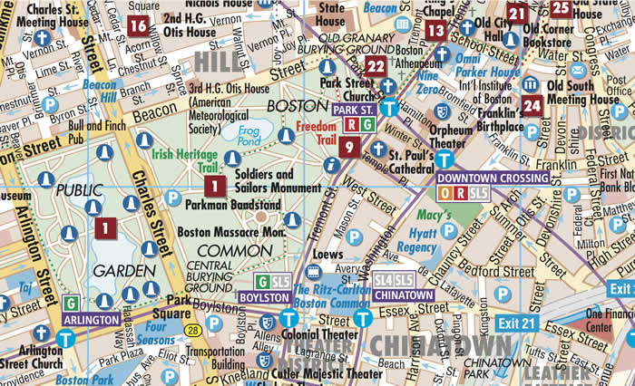 immagine di mappa di città mappa di città Boston - mappa della città plastificata, impermeabile, scrivibile e anti-strappo - dettagliata e facile da leggere, con trasporti pubblici, attrazioni e luoghi di interesse - nuova edizione